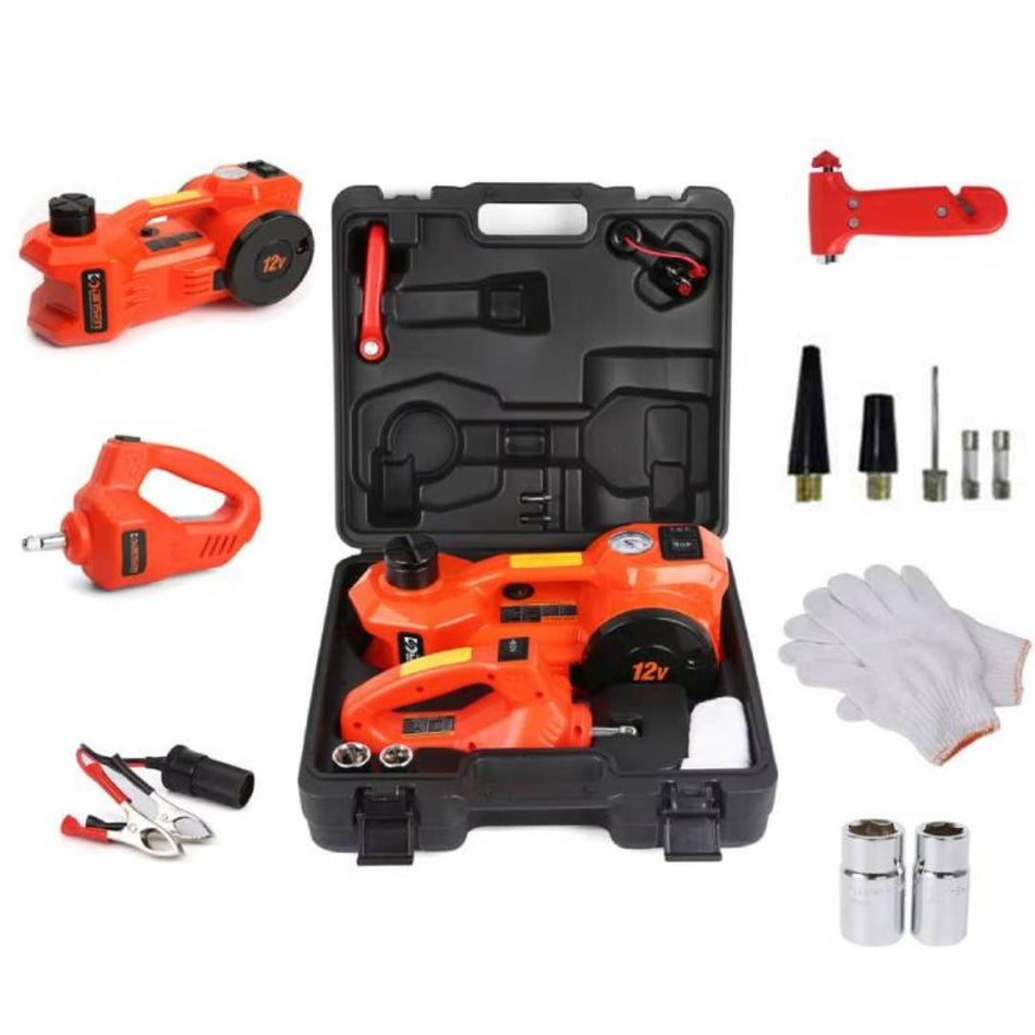 Dinsen 3 In 1 Electric Jack + Air Compressor & Impact Wrench 5 Ton