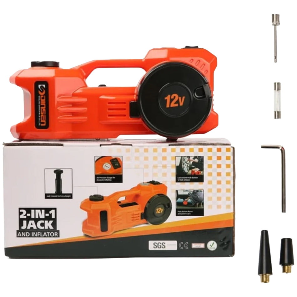Dinsen 2 In 1 Electric Hydraulic Car Jack & Tire Inflator 3 Ton