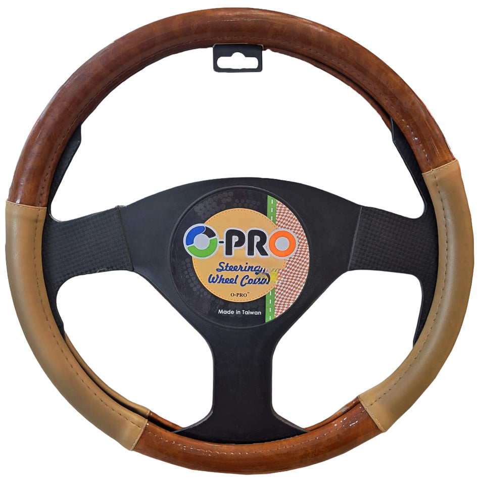 O-PRO Wood Grain Steering Wheel Cover