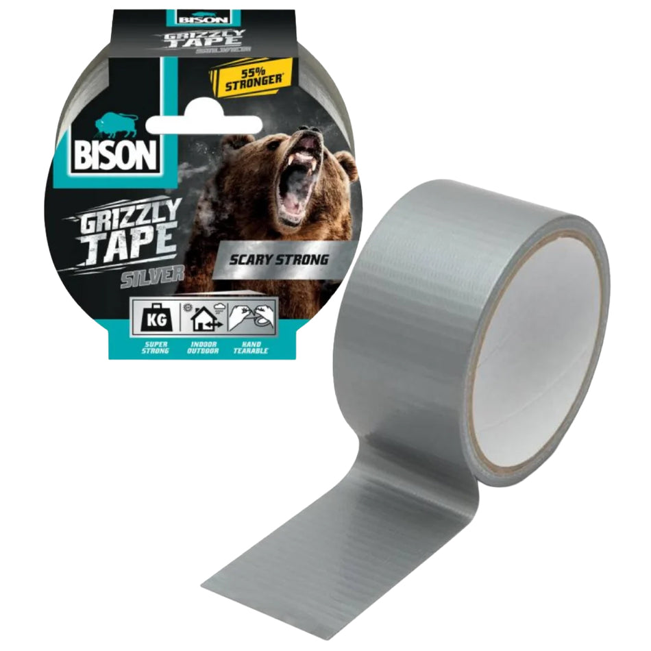 Bison Grizzly Tape Silver Roll 10M