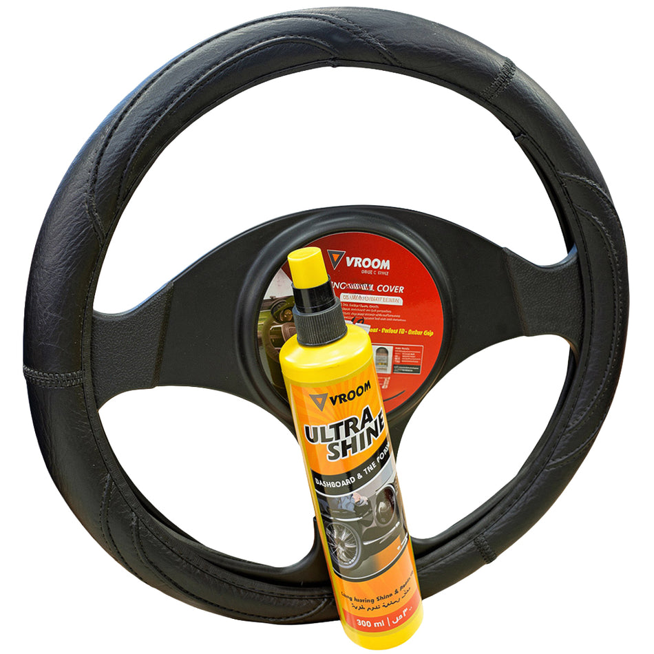 Vroom Steering Wheel Cover + Dashboard Polish