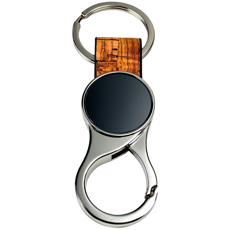 Wooden Pattern Leather Keychain