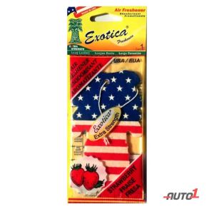 Exotica Palm Tree Hanging Air Freshener US Flag-Strawberry
