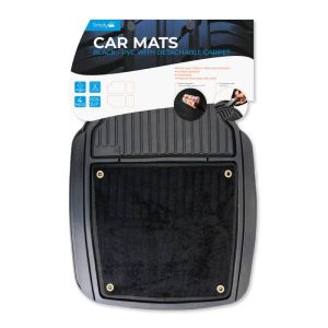 SB Auto Detachable Carpet PVC Black Universal Car Mats 4Pc