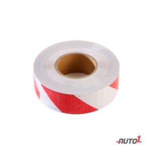 Vroom Warning Tape Reflective 2Inch Doted Red & White / Per Yard