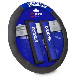 Sparco Steering Wheel Cover+Shoulder Pads Blk/Blu