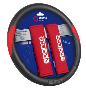 Sparco Steering Wheel Cover+Shoulder Pads Red 38X8.2Cm