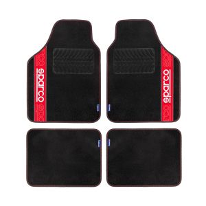 Sparco Car Mats Carpet Red With Tire Pattern Press Heel Pad
